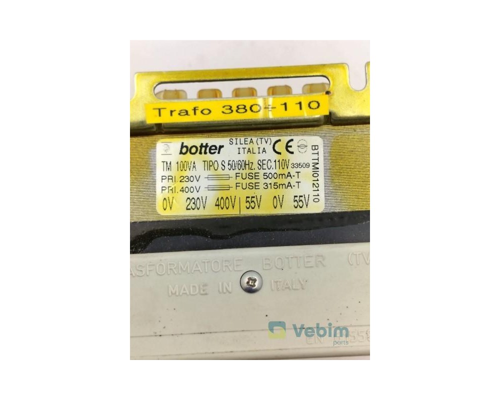 BOTTER transfo 100VA 50/60Hz 230V-400V 500mA-T-315mA-T - - Catalogus