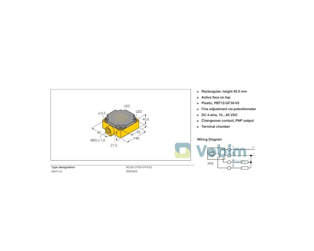 Capteur de proximité inductif TURCK NC50-CP80-VP4X2 - 2