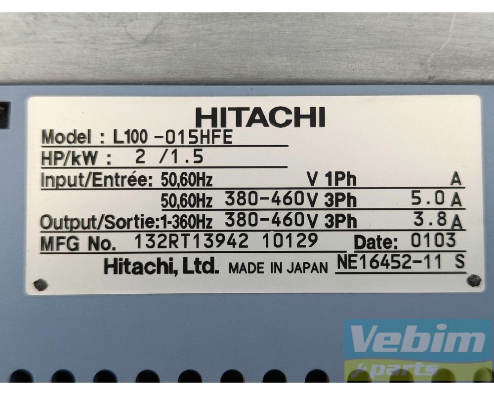 HITACHI - Contrôle de fréquence - 380-460V - 0,75kW - 2