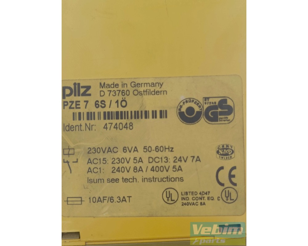 Relais de sécurité Pilz PZE7 6S/10 1ö - 2