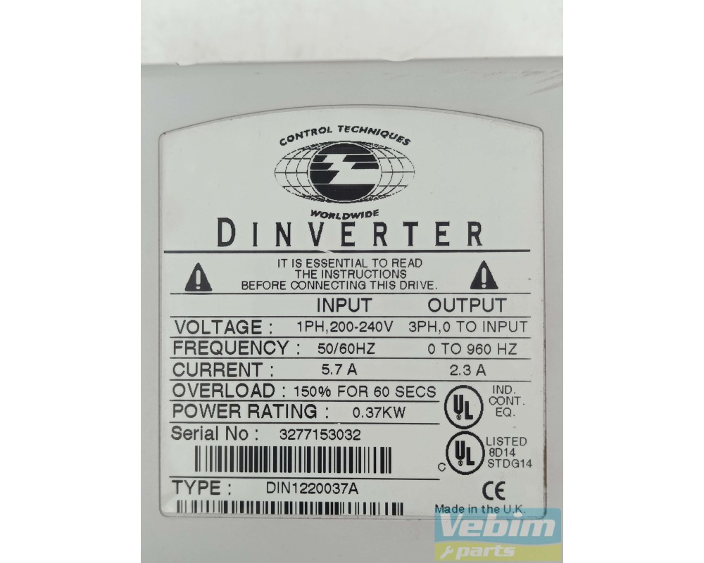 Control Techniques frequentiesturing Dinverter 0.37kW AC Drive 200-240V AC 1-Fase - - Onderdelen